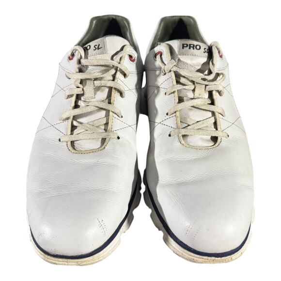 FootJoy FJ Men’s Golf Shoes White Navy Red Leather Spikeless Size 12M - Picture 3 of 8